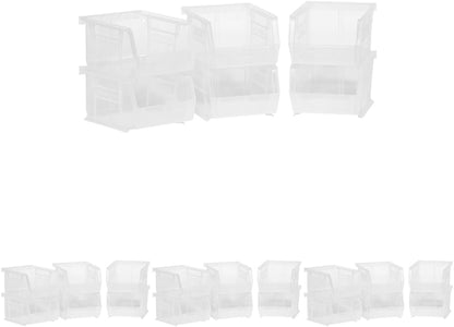 Akro-Mils 30210 AkroBins Plastic Storage Bins, Space-Saving Stackable Bins for Garage, Pantry, Craft Organization, 5" x 4" x 3", Stone, 6-Pack