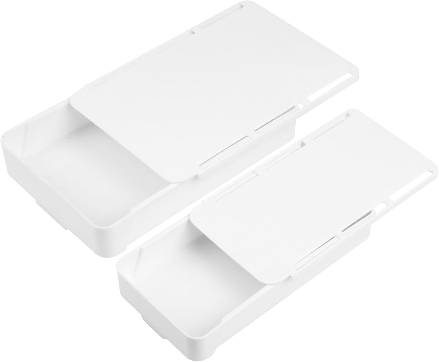 2pcs Under Desk Drawers - Self-Adhesive Hidden Undermount, Slide-Out Storage Organizer for Office & Home (S+L Size)