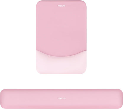 MOSISO Wrist Rest Support for Mouse Pad&Keyboard Set, Rectangular Ergonomic Mousepad Non-Slip Base Home/Office Pain Relief&Easy Typing Pad with Neoprene Cloth&Raised Silicone Lining, Green