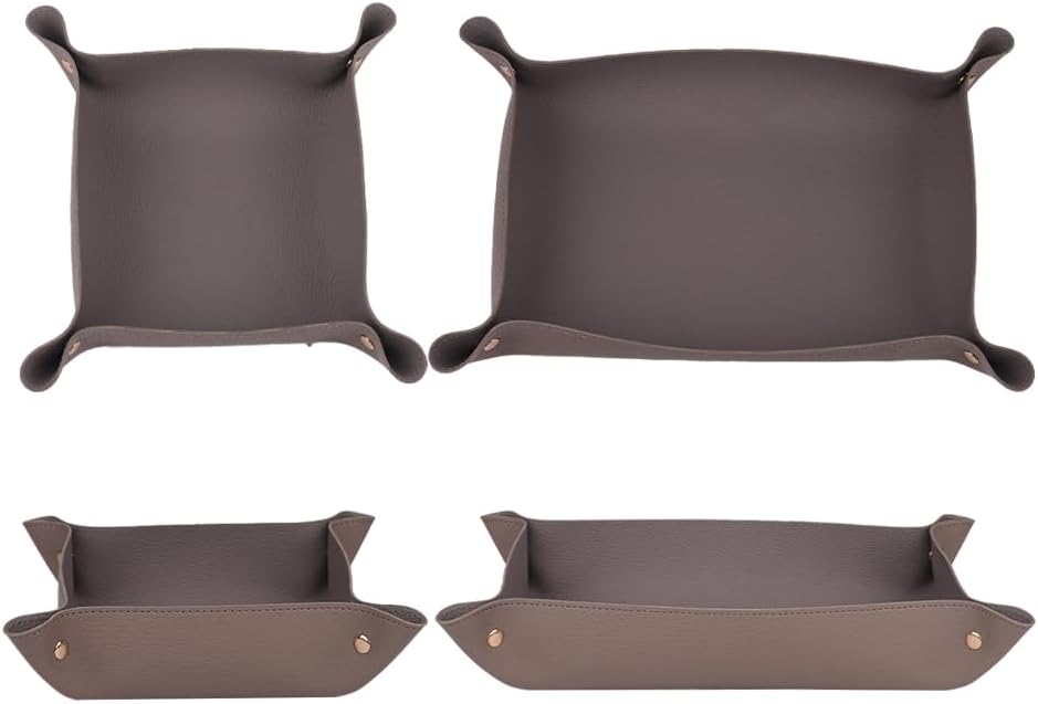 2PC Leather Valet Tray Organizer, Desk Organizer Tray Or Candy Holder, Practical Storage Tool for Travel, Home Or Office (Blue, Large+Extra Large)
