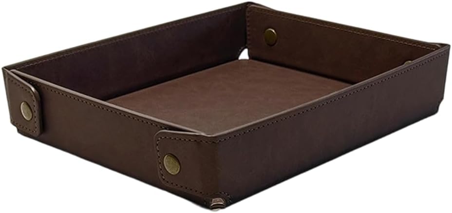 Portable PU Leather Valet Tray for Travel Foldable Leather Jewelry Storage Case Catchall Dish Plate Necklace Black Pendant Organizer Holder Container for Men Women Desk Bedside Drawers