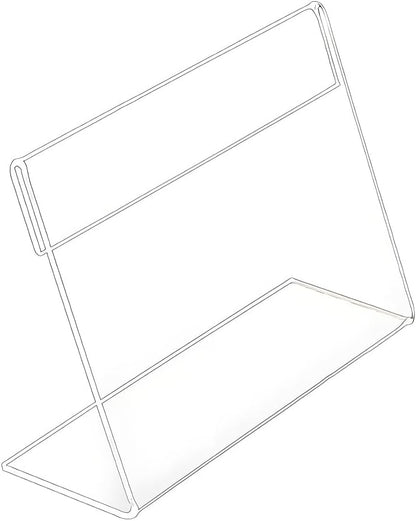 Clear Acrylic Sign Holders with Slanted Back, Adjustable Desk Display Stand for Office and Business,Acrylic Store Price Tag Rack with Slant Back Any Literature Flyer Document Rack(4 * 6cm)