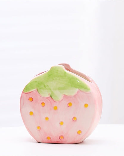 Strawberry Pencil Holder Toothbrush Holder Cute Pen Holder for Desk Organizer Makeup Brush Pencil Cup Kawaii Desk Accessories Aesthetic Office Home Decor Birthday Gifts for Women (Pink)