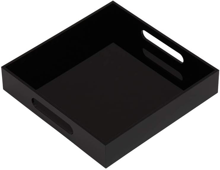 KEVLANG Clear Sturdy Acrylic Serving Tray with Handles-12x16Inch-Serving Coffee,Appetizer,Breakfast,Butler-Kitchen Countertop -Makeup Drawer Organizer-Vanity Table -Ottoman
