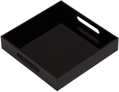 KEVLANG Clear Sturdy Acrylic Serving Tray with Handles-12x16Inch-Serving Coffee,Appetizer,Breakfast,Butler-Kitchen Countertop -Makeup Drawer Organizer-Vanity Table -Ottoman