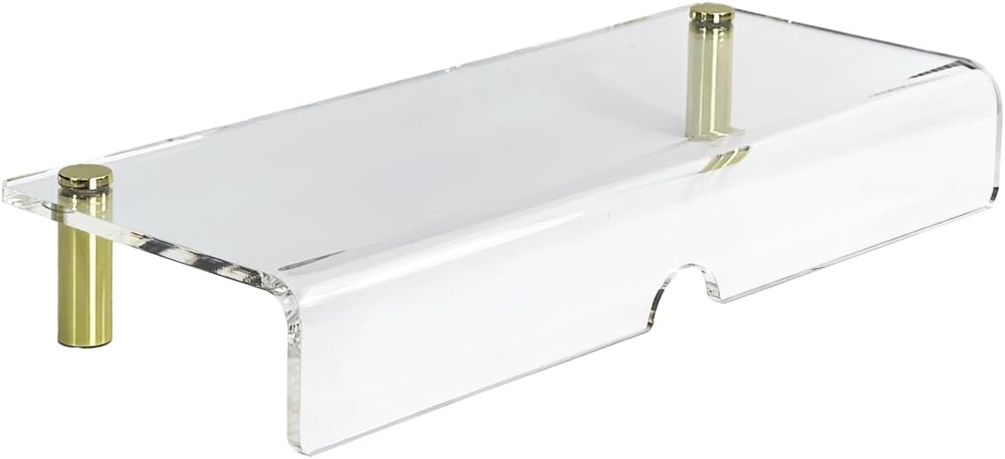 pbf PHOTO BOOTH FRAMES Clear Acrylic Monitor Stand Riser, Computer Screen Desktop Organizer, Ergonomic Display Shelf (Clear)