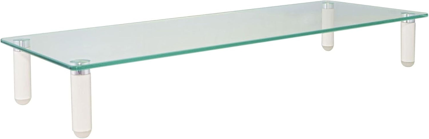 Kantek Extra-Wide Glass Monitor Riser with 8mm Tempered Glass Platform and 60-Pound Capacity, Clear Glass (MS380), 3.3" x 39.4" x 10.2"