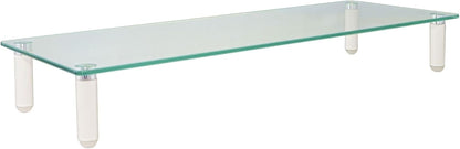Kantek Extra-Wide Glass Monitor Riser with 8mm Tempered Glass Platform and 60-Pound Capacity, Clear Glass (MS380), 3.3" x 39.4" x 10.2"