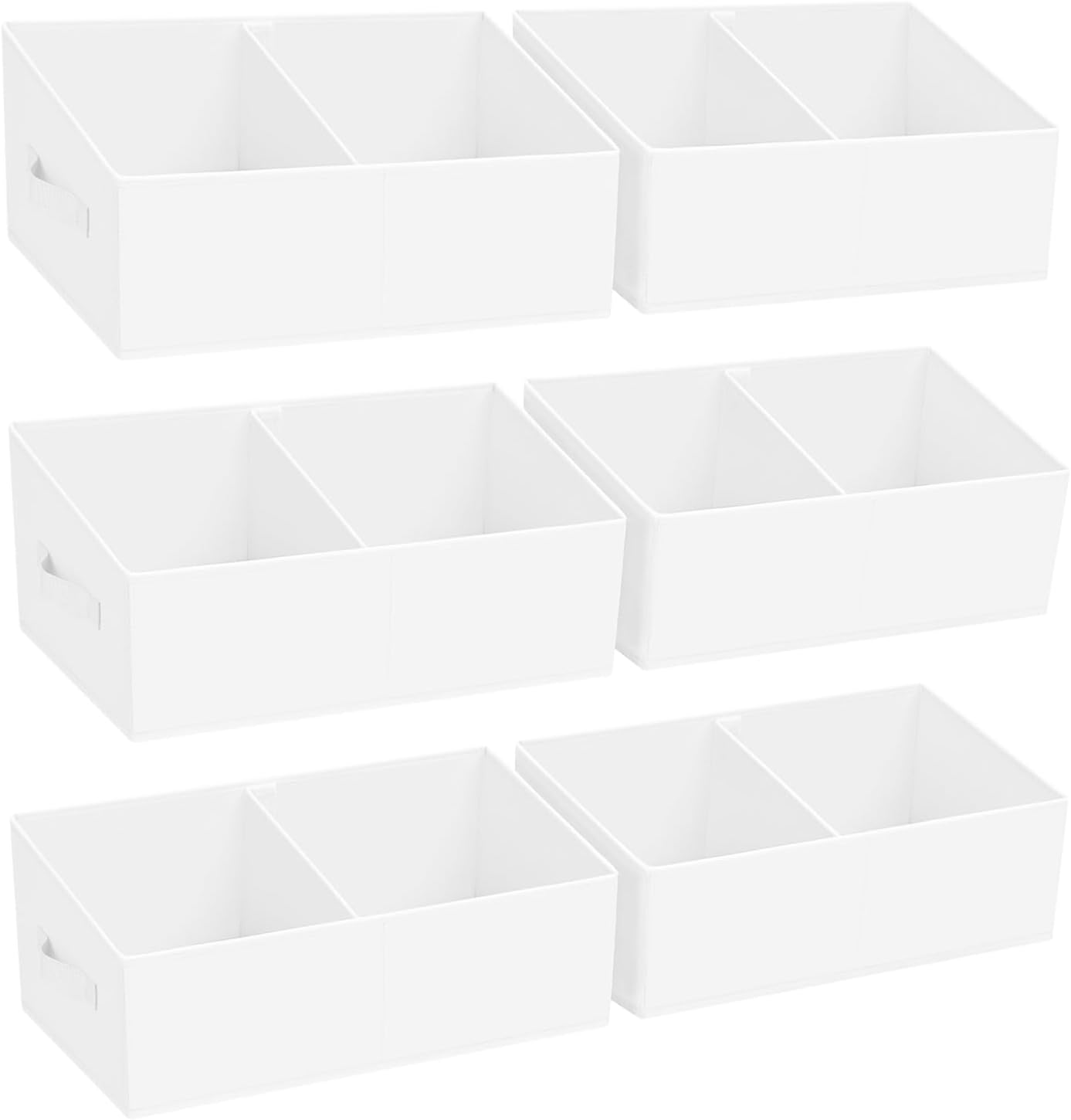 DIMJ Closet Storage Bins, 6 Pack Storage Baskets for Shelves, Foldable Closet Organizer with Handle, Linen Closet Organizers and Storage for Clothes, Toys, Towel, Books (Black)