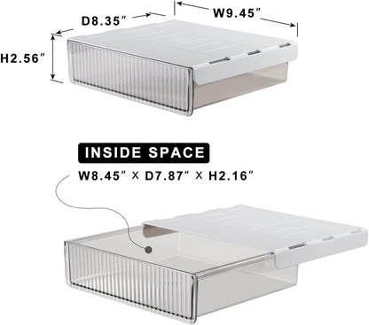 Under Desk Drawers for Organization, Pull Slide out Drawer Underneath Table With Lip, Attachable Under Shelf Pencil Drawer, Clear Light Black
