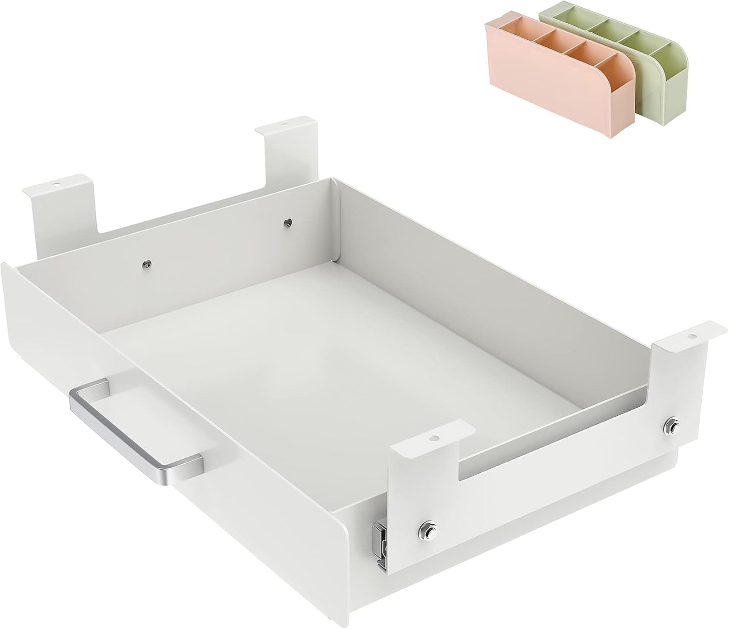 Gome Under Desk Pull-Out Drawer - Storage Organizer Office Mounted, Easy Slide-Out Pencil Drawer for Saving Space, Under Flat-Top Desk Storage Ideal for Sit-Stand Workstation