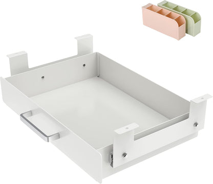 Gome Under Desk Pull-Out Drawer - Storage Organizer Office Mounted, Easy Slide-Out Pencil Drawer for Saving Space, Under Flat-Top Desk Storage Ideal for Sit-Stand Workstation