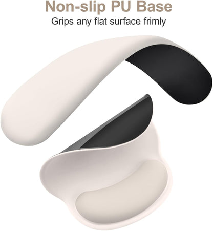 MOSISO Wrist Rest for Keyboard Mouse Pad Set, Large Gaming Deskpad&Circle Curved Mousepad&Keyboard Wrist Rest&Coaster, Ergonomic Non-Slip Mousepad&Easy Typing Pad with Silicone Lining, Apricot
