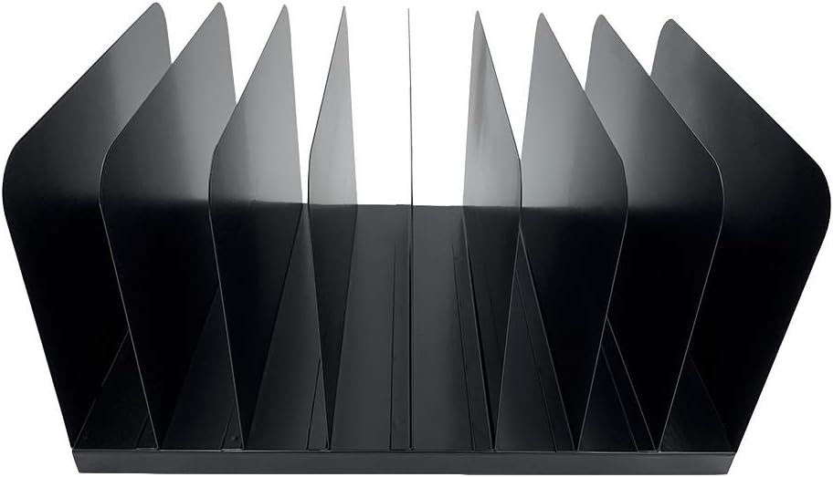 Huron Desktop File Binder Organizer Storage Vertical 8 Slot, Black Commercial Grade Steel
