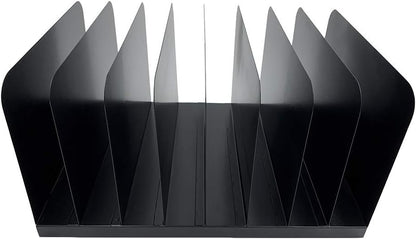Huron Desktop File Binder Organizer Storage Vertical 8 Slot, Black Commercial Grade Steel