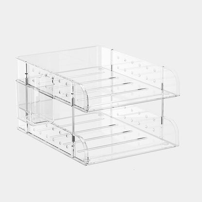 Clear Acrylic Desk Organizer, Multi-Tier Letter Tray with Pen Holder, Office Storage for Documents and Supplies