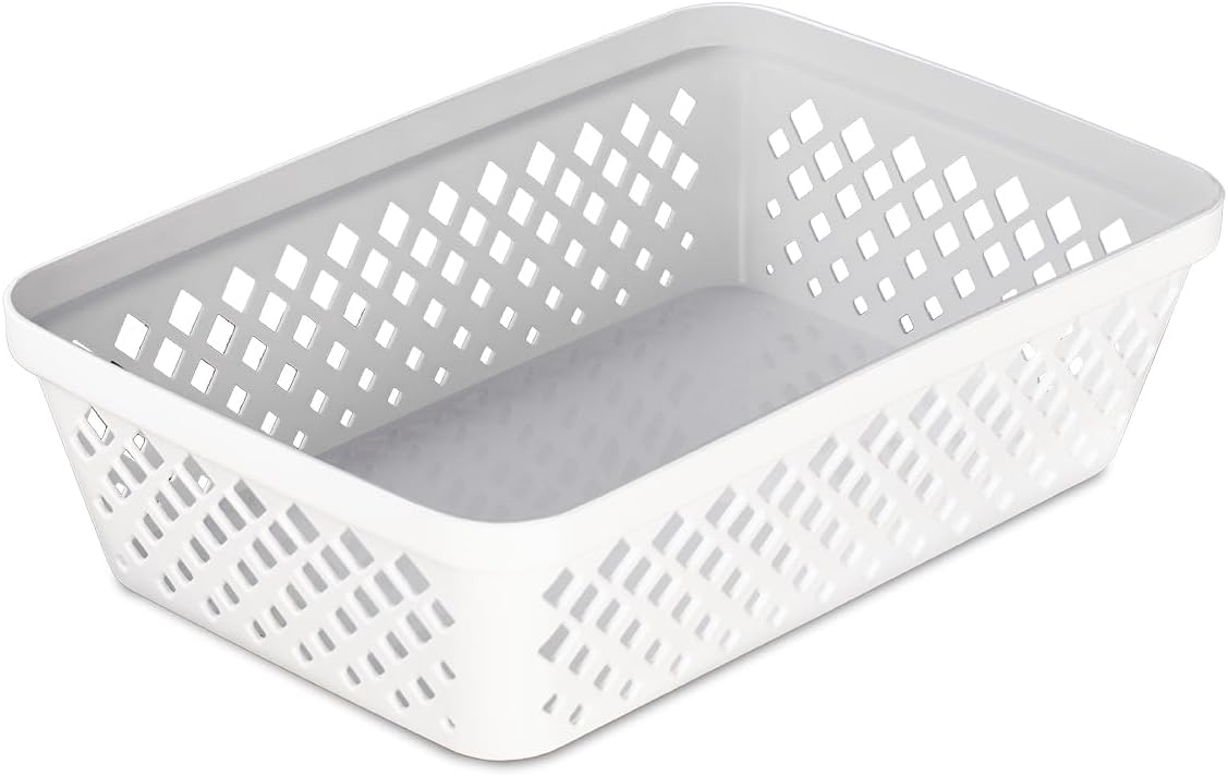 Glad Plastic Storage Basket Set - Multipurpose Drawer Trays, Kitchen Pantry Containers, and Bathroom Bins - 6 Pack Medium Organizers, Grey