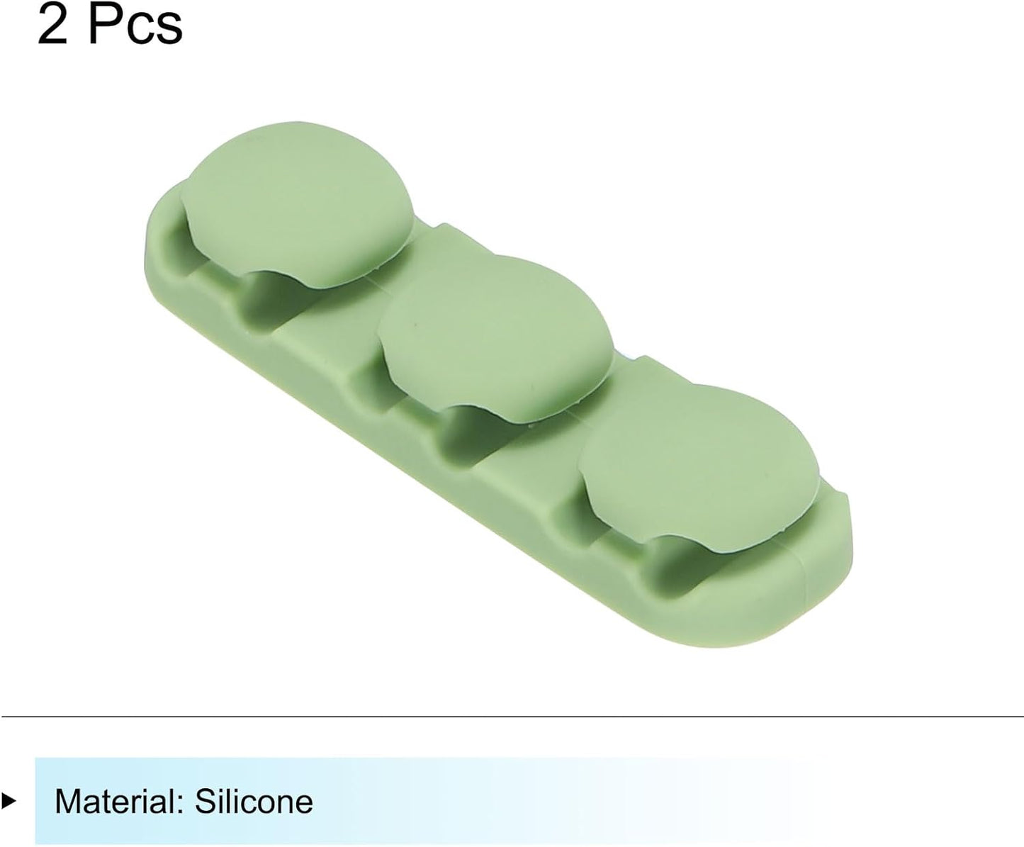 2pcs Cable Clips Cord Clips Organizer for Desk, 6 Slot Silicone Adhesive Wire Holders Cable Management for USB Cable, Army Green