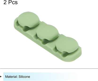 2pcs Cable Clips Cord Clips Organizer for Desk, 6 Slot Silicone Adhesive Wire Holders Cable Management for USB Cable, Army Green