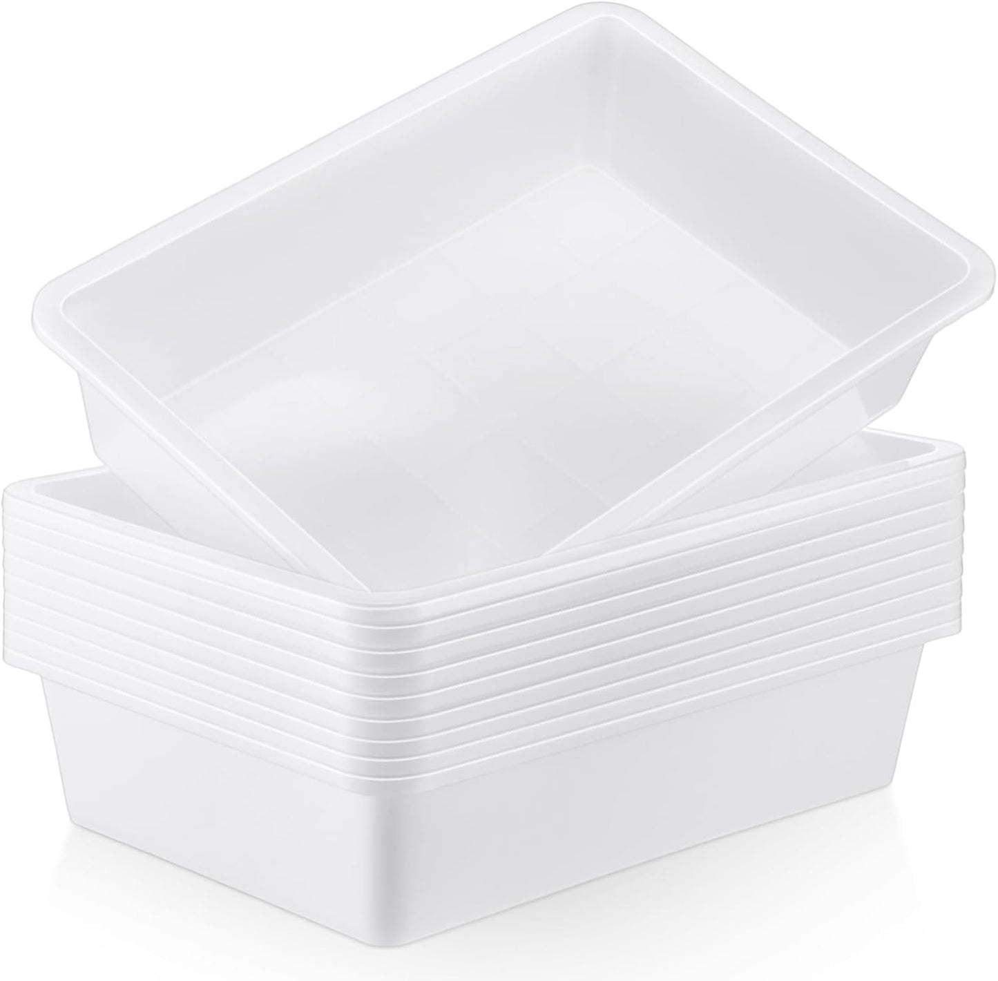 Hoteam 10 Pcs Flat Storage Organizer Tray Bin Paper Tray for Classroom Plastic Stackable File Organizer for School Office Teacher Book Organization(Clear,13.78 x 9.84 x 3.15 Inch)