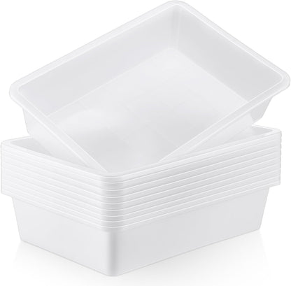 Hoteam 10 Pcs Flat Storage Organizer Tray Bin Paper Tray for Classroom Plastic Stackable File Organizer for School Office Teacher Book Organization(Clear,13.78 x 9.84 x 3.15 Inch)