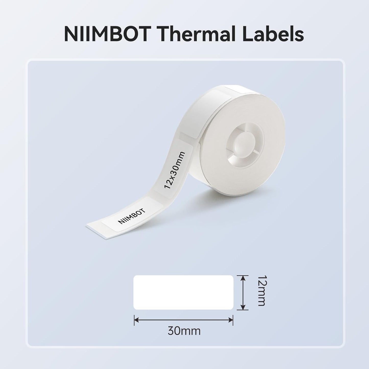 NIIMBOT White Cable Labels Maker Tape for D11/D110/D101 Label Maker, 0.49'' x 4.29''(12.5mm x 109mm), Thermal Label Tape for Home Office Labeling Tape Replacement