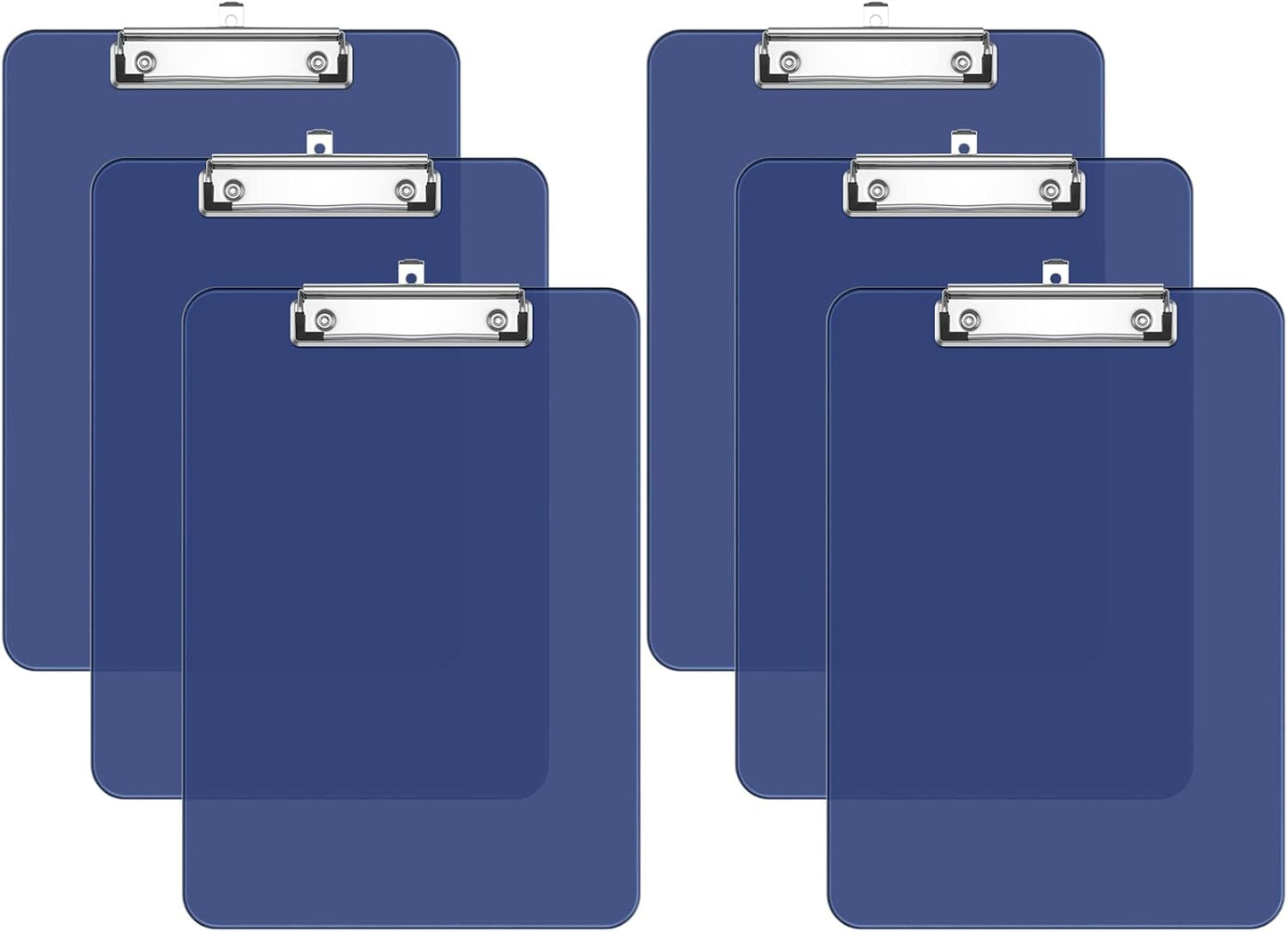 Rimilak 8.5 x 11 Plastic Clipboards Set of 2, Low Profile Metal Clip, Translucent Board, 12.5 x 9 in Letter Size, Office Supply, Back to School, Purple