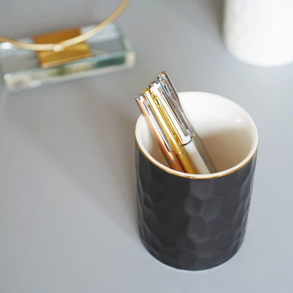 HANKOR Ceramic Pen Holder Cup Pencil Holder for Desk, Makeup Brush Holder Organizer for Office Home, White