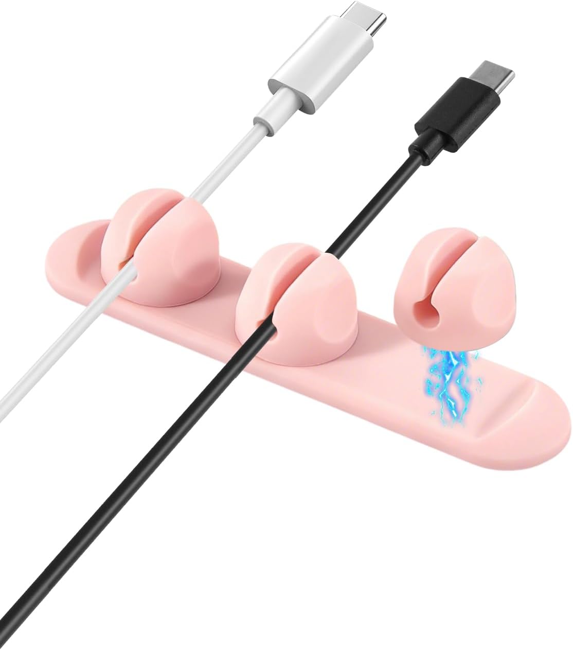 Magnetic Silicone Cable Clips with No-Residue Strong Adhesive – Desk, Under-Desk, Nightstand, Wall, Car, Office & Home Cord Organizer for Cable Management - Black