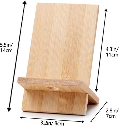 Bamboo Cell Phone Stand with Charging Hole, Detachable Wood Mobile Phone Holder for Desk Tablet Stand Wooden Desktop Dock Cradle for iPhone iPad Samsung and All Smartphones