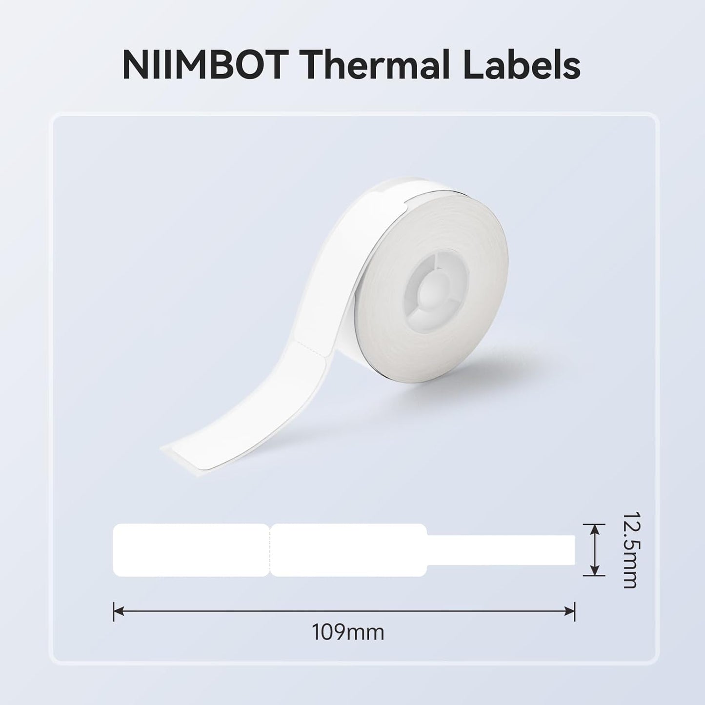 NIIMBOT White Cable Labels Maker Tape for D11/D110/D101 Label Maker, 0.49'' x 4.29''(12.5mm x 109mm), Thermal Label Tape for Home Office Labeling Tape Replacement