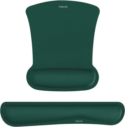 MOSISO Wrist Rest Support for Mouse Pad & Keyboard Set, Ergonomic Mousepad Non-Slip Base Home/Office Pain Relief & Easy Typing Cushion with Neoprene Cloth & Raised Memory Foam, Apricot