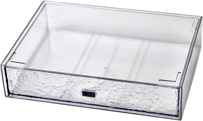 Desk Drawer Organizer, Stackable Plastic Storage Drawer, Grocery Organizer For Stationery/Office Supplies (Blue, 3 Compartment)