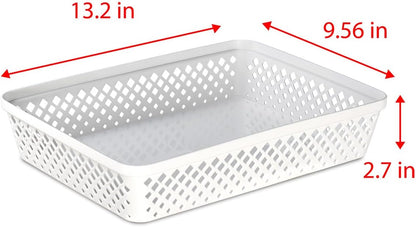 Glad Plastic Storage Basket Set - Multipurpose Drawer Trays, Kitchen Pantry Containers, and Bathroom Bins - 6 Pack Medium Organizers, Grey