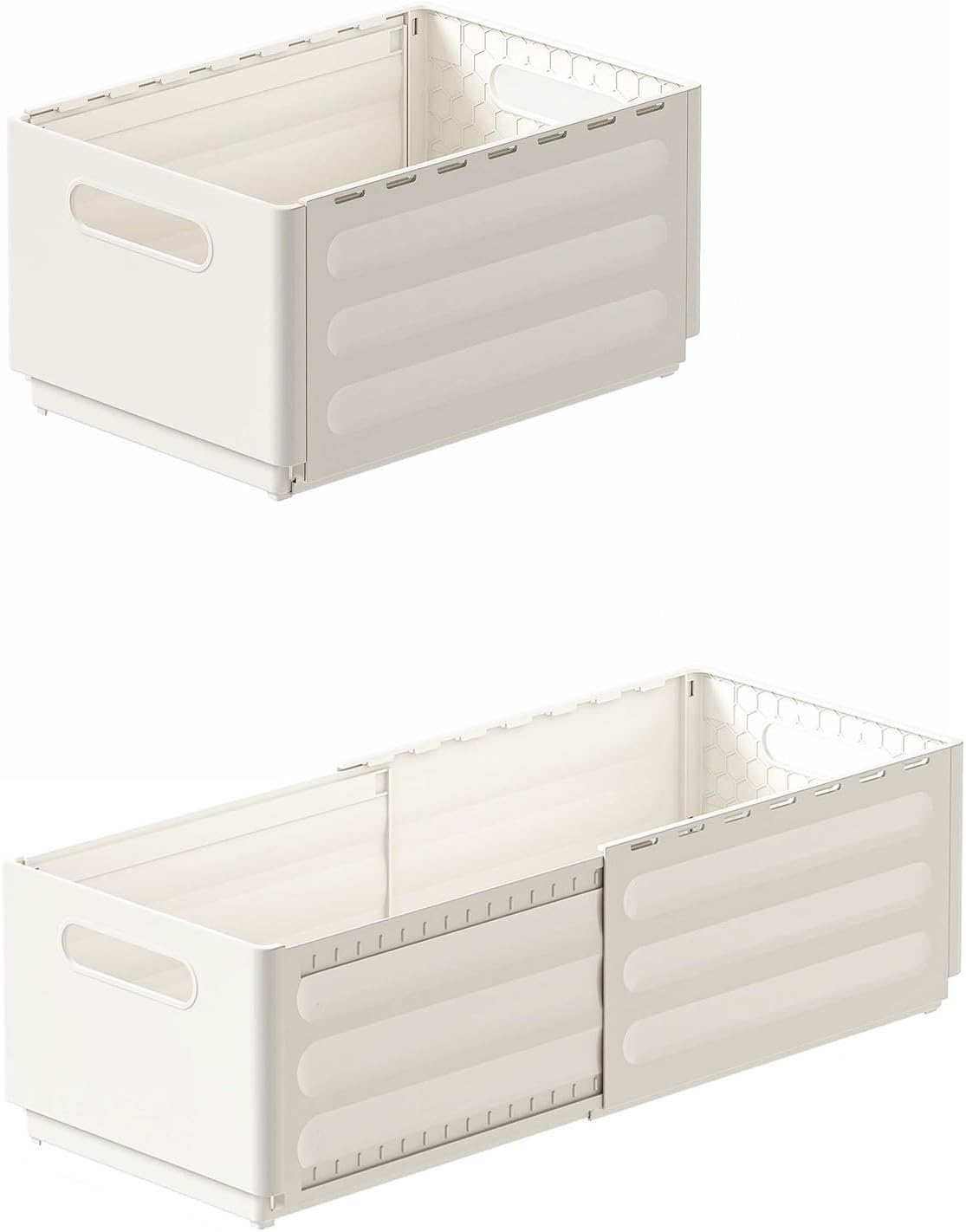 2 Pack Expandable Plastic Storage Boxes, Multi-Purpose Folding Organizer, Drawer Storage Divider For Bedroom, Kitchen And Snack Storage (s)