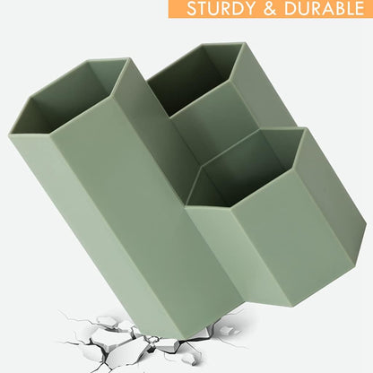 Pencil Organizer Pen Holder for Desk Pens Cup Small Desk Organizer Cute Pen Holder for Office,School and Home (White, 3)