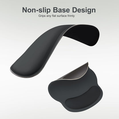 MOSISO Wrist Rest Support for Mouse Pad&Keyboard Set, Streamline Ergonomic Mousepad&Coaster Non-Slip Base Home/Office Pain Relief&Easy Typing Pad with Soft Cloth&Silicone Lining, Antique Green