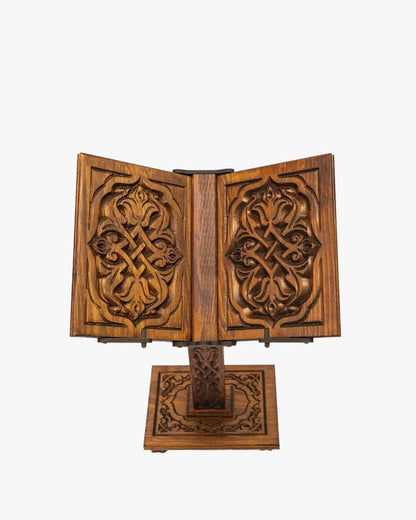 Prayer Book Holder Stand Ramadan Gift Rihal Rehal Wooden Carved Gift (Adjustable White)