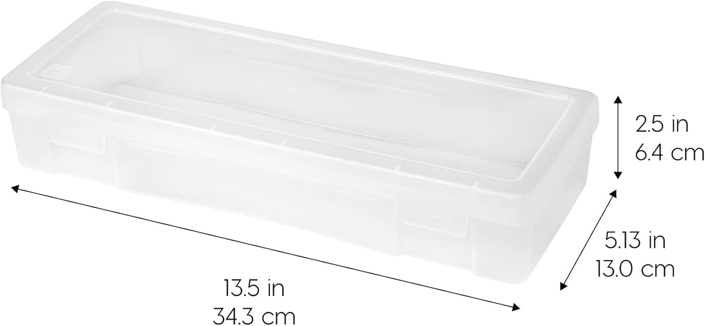 IRIS USA Pencil Case Boxes, 10-Pack, |Made in USA|, Plastic Bead Organizing Containers with Snap Lid for Arts, Crafts, Ephemera, Stickers, & Dance Cheer, Clear - Small
