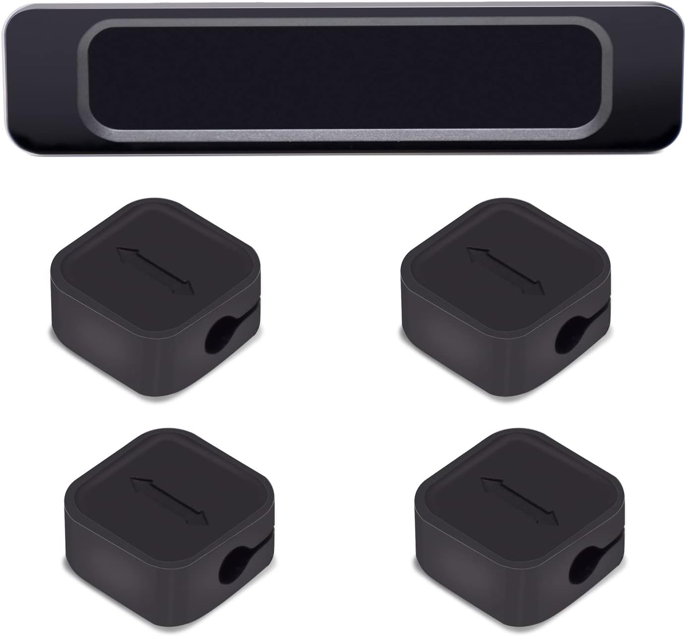 OYE 4 Pieces Magnetic Cable Holder Clips, Cable Clips Management Cord Organizer for Max.5mm Wires Desk Top Wall Cord USB Cable Power Wire Mose Cable, Black (Fits Max.4mm)