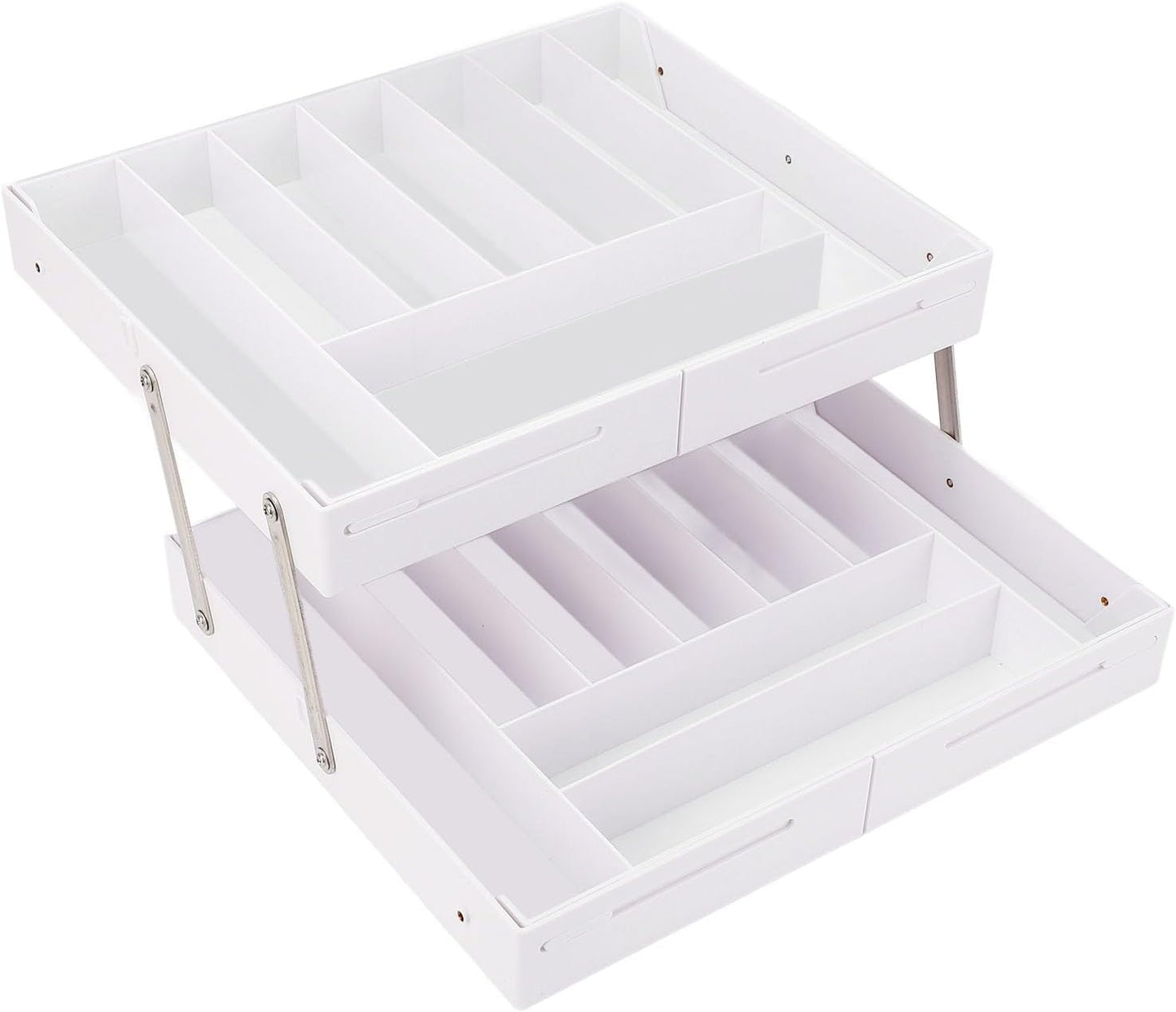 Extra Large and High Drawer Organizer, 2 Tier Smart Expandable Desk Organizer, Multi Level Junk Drawer Organizer for Makeup, Jewelry, Desk, Office Drawers (Gray)