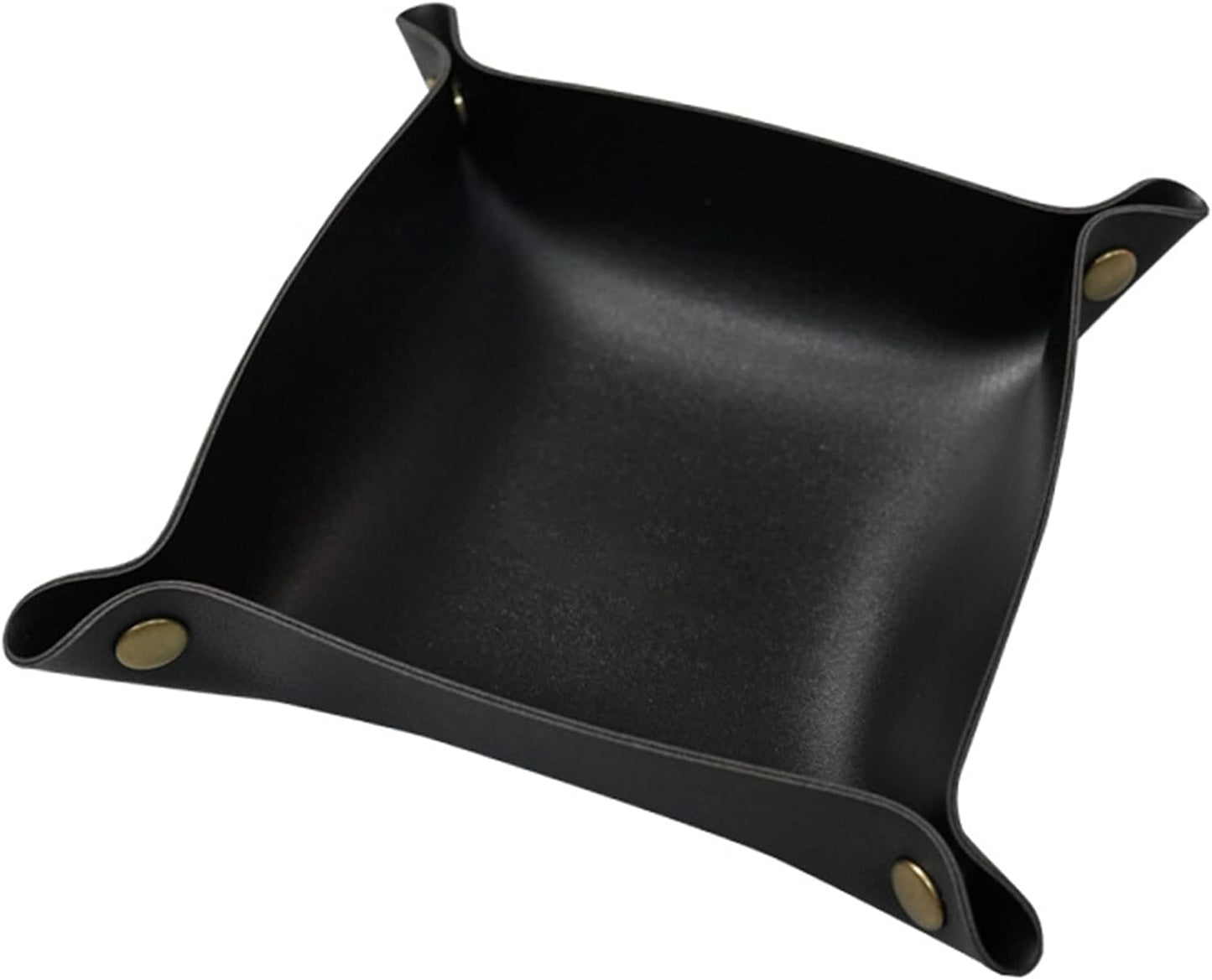 Leather Valet Tray, Small Catchall Tray, Desktop Storage Organizer, EDC Dump Tray for Key, Phone, Jewelry, Wallet, Coin, Watch (Khaki-S)