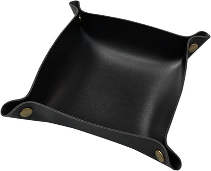 Leather Valet Tray, Small Catchall Tray, Desktop Storage Organizer, EDC Dump Tray for Key, Phone, Jewelry, Wallet, Coin, Watch (Khaki-S)