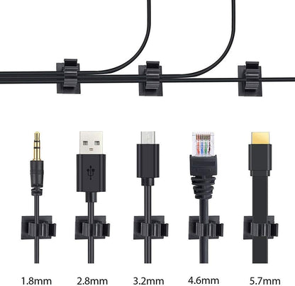 Viaky 30 Pcs Black Cable Wire Clips Adjustable Nylon Wire Holder Adhesive Cable Management Suitable for Maximum Diameter 0.5 inch (12.5mm) Cables
