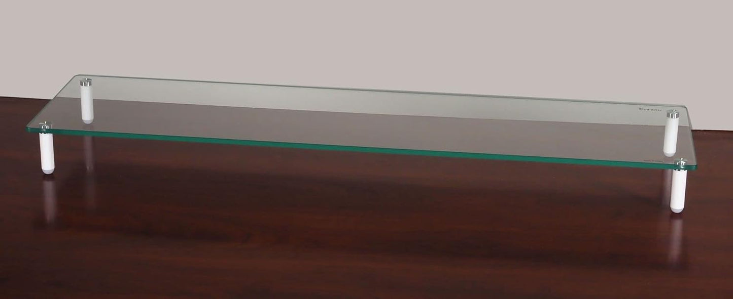 Kantek Extra-Wide Glass Monitor Riser with 8mm Tempered Glass Platform and 60-Pound Capacity, Clear Glass (MS380), 3.3" x 39.4" x 10.2"