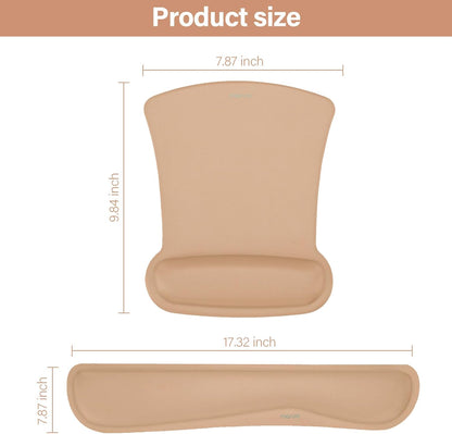 MOSISO Wrist Rest Support for Mouse Pad & Keyboard Set, Ergonomic Mousepad Non-Slip Base Home/Office Pain Relief & Easy Typing Cushion with Neoprene Cloth & Raised Memory Foam, Apricot