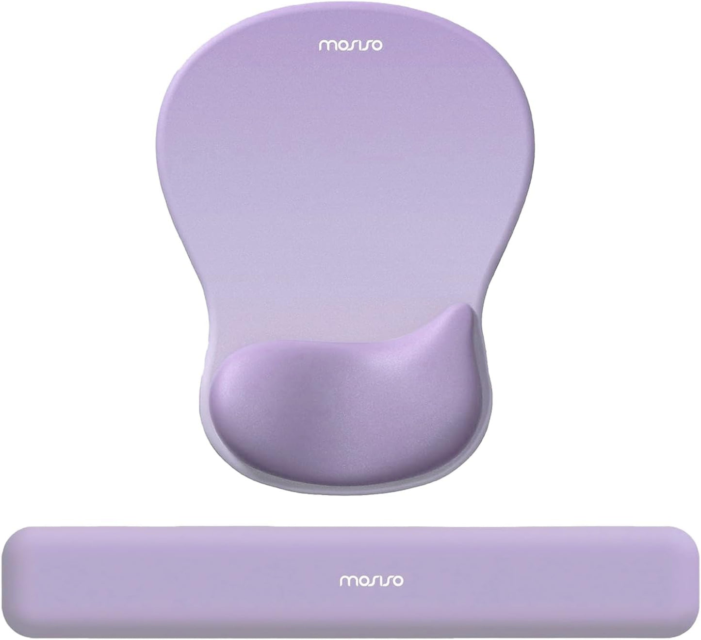 MOSISO Wrist Rest Support for Mouse Pad&Keyboard Set, Ergonomic Mousepad with Concave Curved Memory Foam, Non-Slip Base Pain Relief Comfortable Rectangular Easy Typing Pad for Home/Office, Brown
