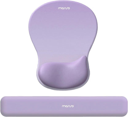 MOSISO Wrist Rest Support for Mouse Pad&Keyboard Set, Ergonomic Mousepad with Concave Curved Memory Foam, Non-Slip Base Pain Relief Comfortable Rectangular Easy Typing Pad for Home/Office, Brown