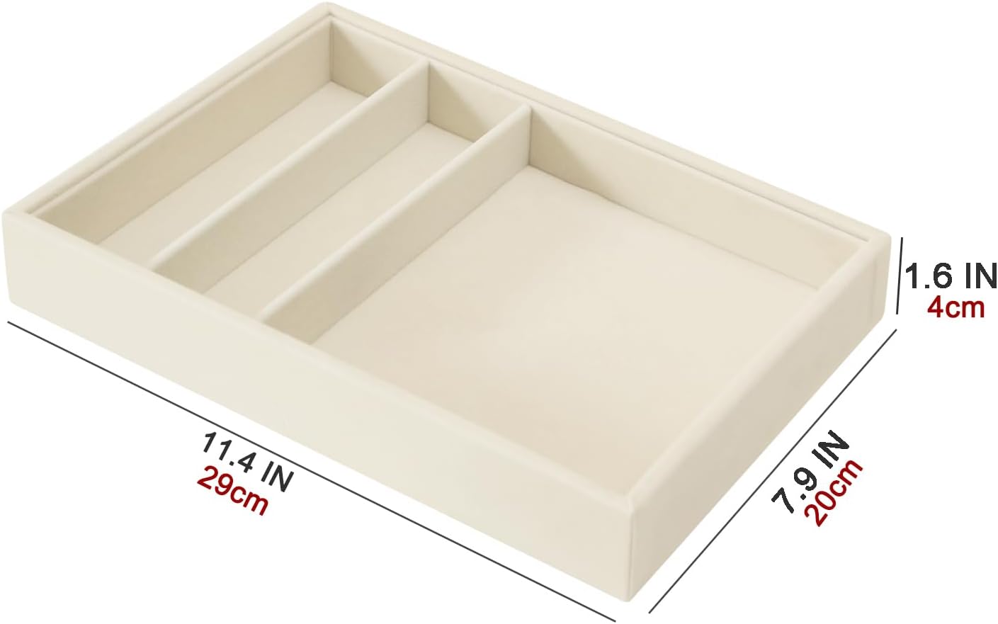 Bedside Organizer - Multi-use Nightstand & Desk-top Catchall Tray for Jewelry, Sunglasses, Phone, Watch, Perfume, Lipstick (Beige 3Grid)