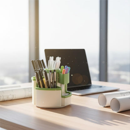 Pencil Pen Holder Desk Organizers Green Desktop Storage Stationery Supplies, Cute Cup Pot for Office, School, Art Supply